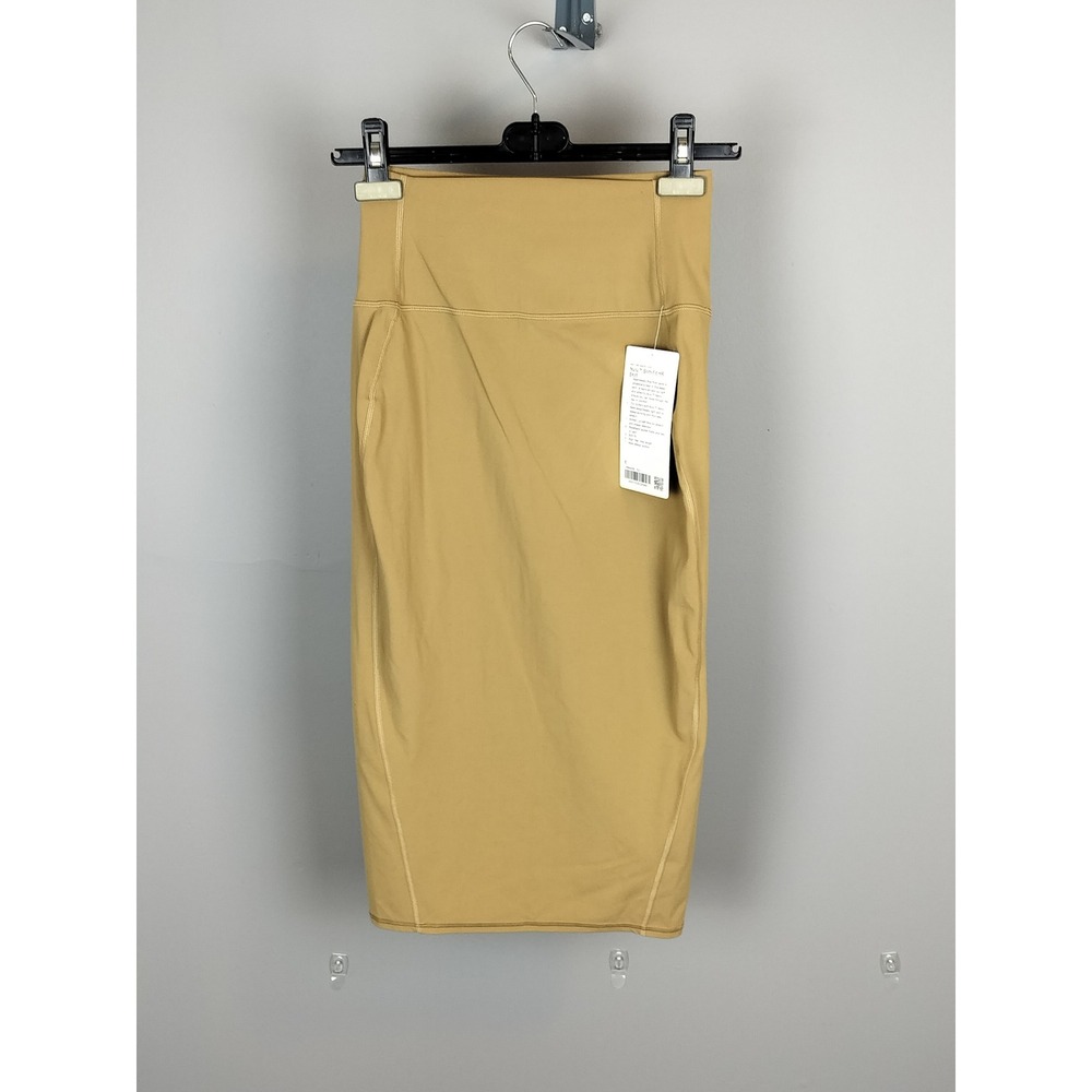 NWT Lululemon Nulu Slim-Fit HR Skirt Womens 6 Gold High Rise Midi Back Slit